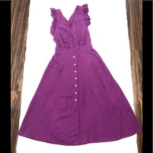 Vintage Happy X Nature Ruffles Strap Linen Dress M